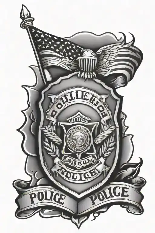 Police Badge Incorporated Into The Design With Bullets And Music And A Racing Flag