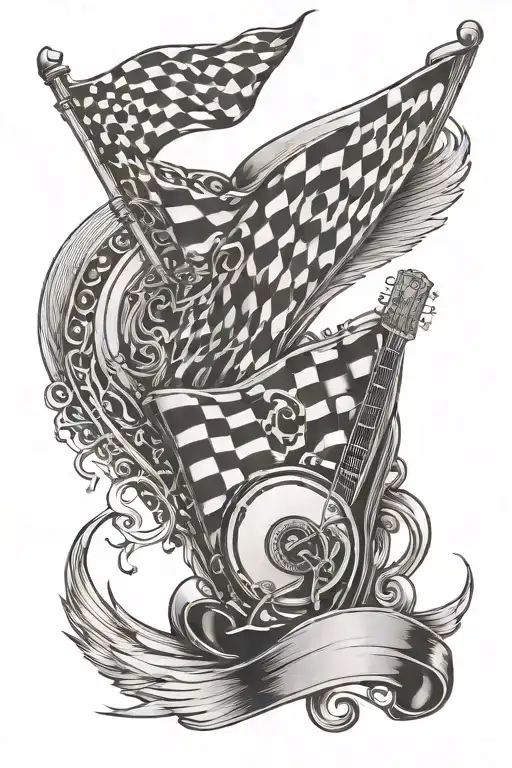 And Music And A Racing Flag Intertwined