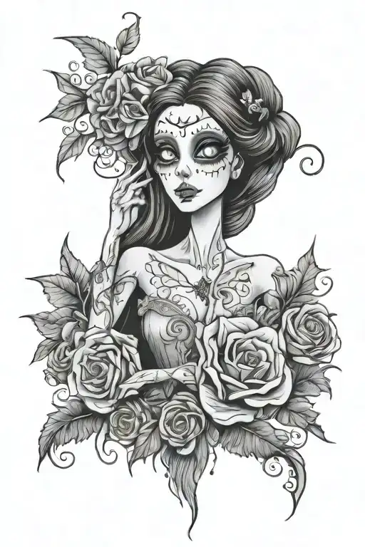 Corpse Bride Holding A Bouquet