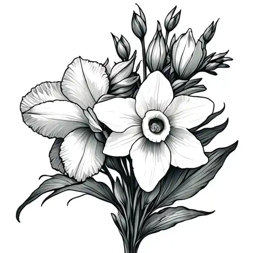 Larkspur And Daffodil