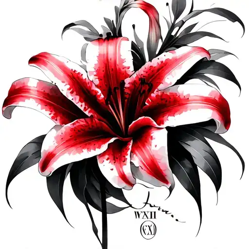 Lillies Red And Black With Roman Numerals