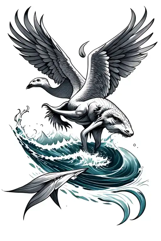 Create An Ocean Animal Themed Arm Tattoo With Posideon And Icarus
