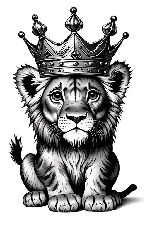 Baby Lion Cub With A Crown Made Out Of A W Replacing W