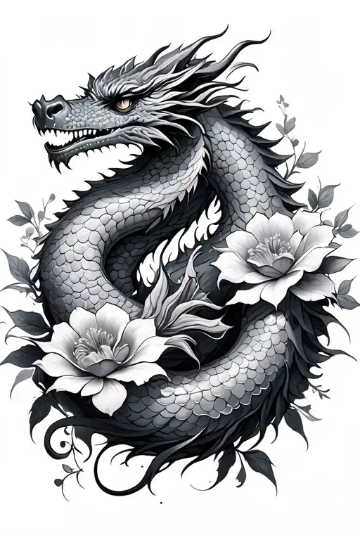 Dragon With Flowers