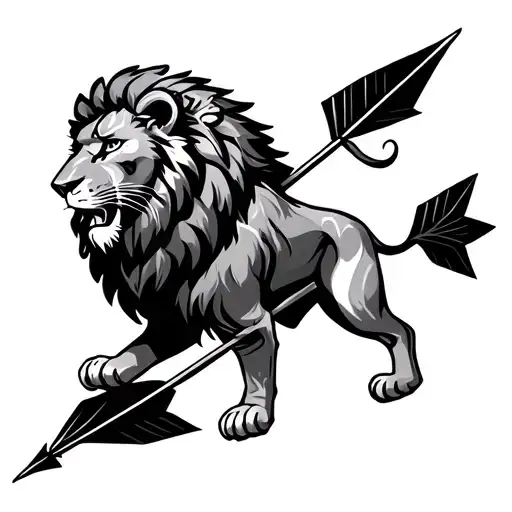Lion Walking On An Arrow