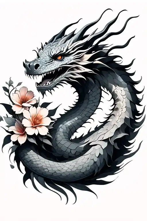 Dragon With Flowers