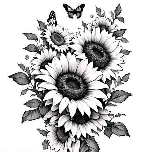 Vine Wrapped Around Forearm With Sunflowers And Butteflies