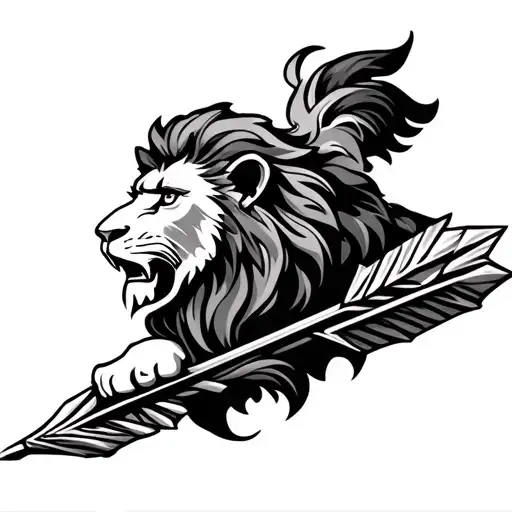 Lion On Top Of An Arrow