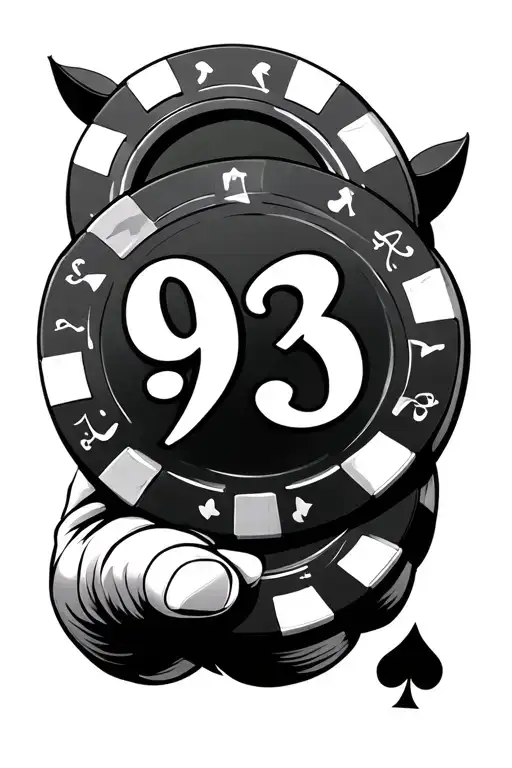 The Number 93 As A Poker Chip As The Joker Throws It From His Hand