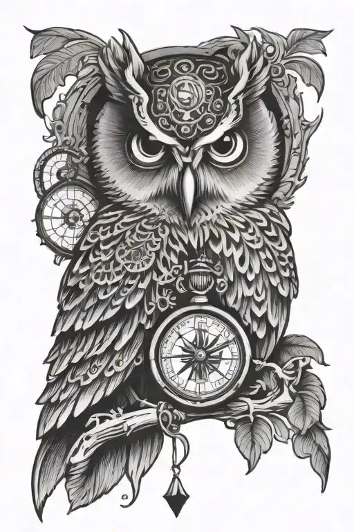 Owl With Compass