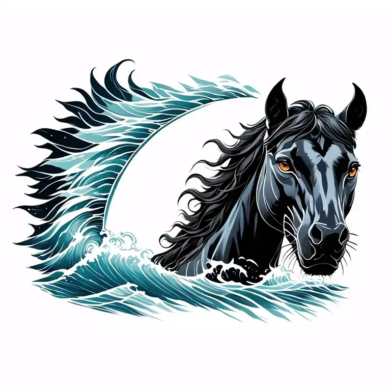 Black Panther Horse And Sea
