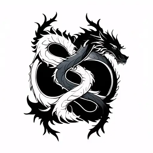 Infinity Sign With Twin Dragon Wrapped