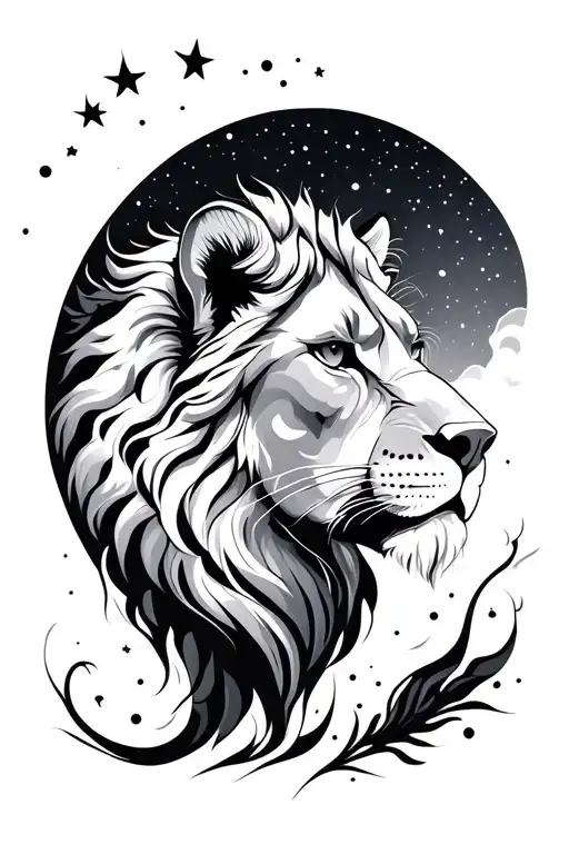 Night Sky With Leo Zodiac Sign