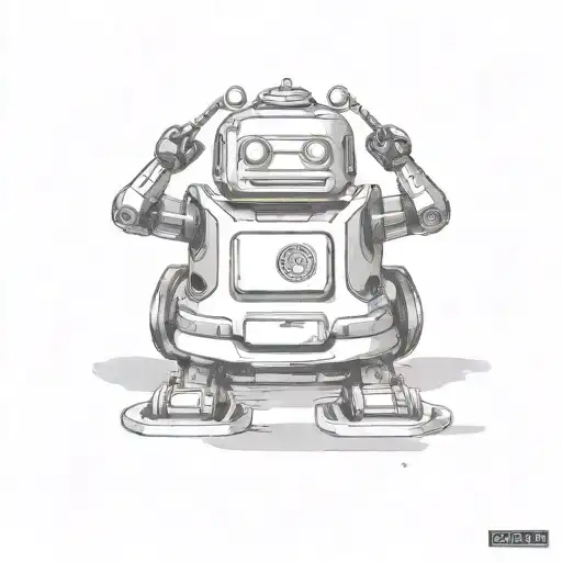 A Black-grey Tattoo Of A Toy Robot With Sushi Rolls As Its Limbs