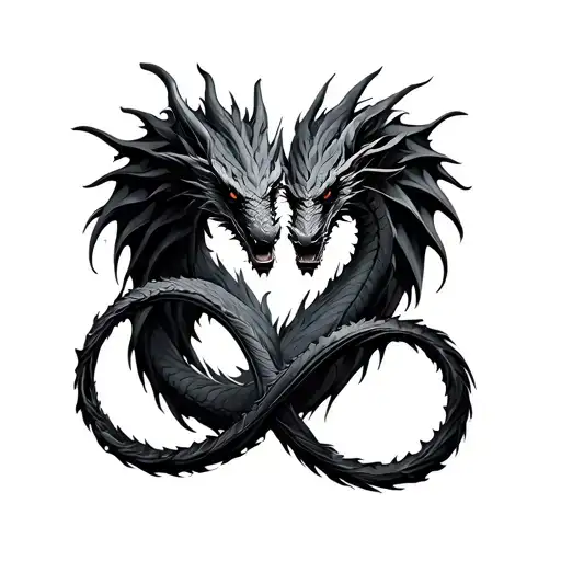 Infinity Sign With Twin Dragon Emerging