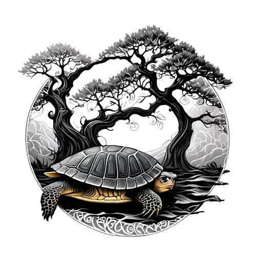 Turtle And Tree Of Life On Back