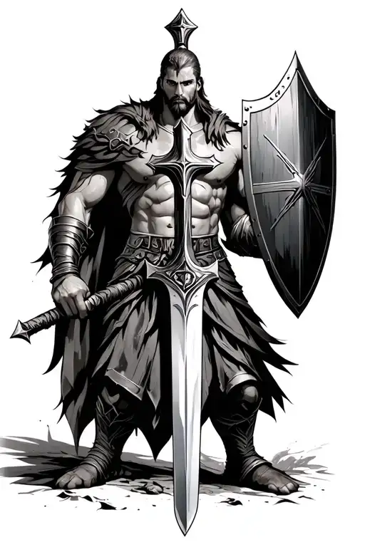 Ares God Of War Sword Shield Cross Wearing Spartan Gear