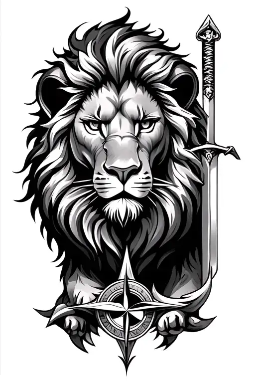 Lion With Sword And Compass