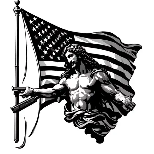 Military Security Forces American Flag Jesus