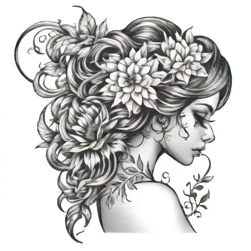 Floral Sleeve Into Girls Hair