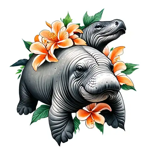 Manatee And Orange Blossoms American Traditional Style