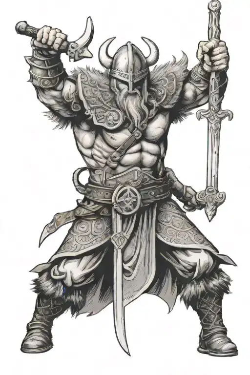 Viking Warrior Wielding A Sword