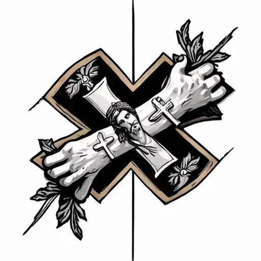 Full Forearm With Crosses And Jesus