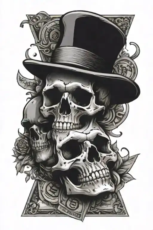 Skulls Surround With Money