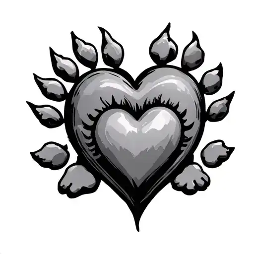 Heart With 8 Paws Around It