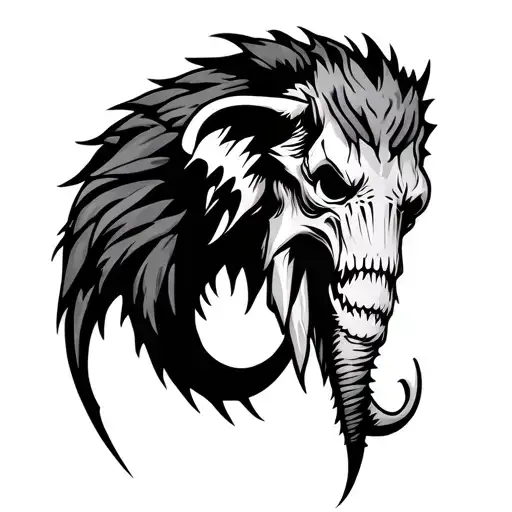 Mammoth Head Tattoo Tribal Death Monster