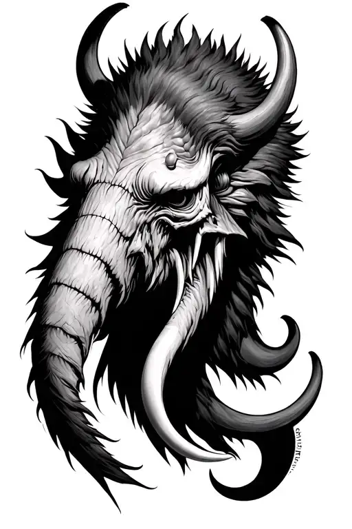 Mammoth Head Tattoo Death Monster