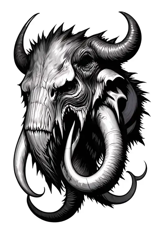 Mammoth Head Tattoo Death Monster