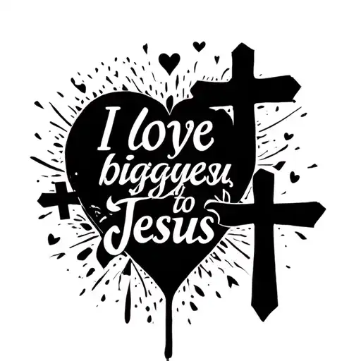 I Love You Biggest To Jesus In Words With Crosses
