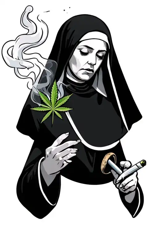 Nun Smoking Weed Joint