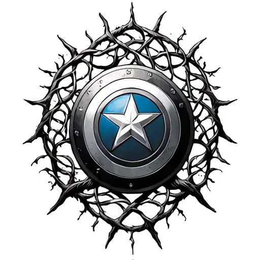 Celtic Tree Of Life Intertwined With Captain America Shield