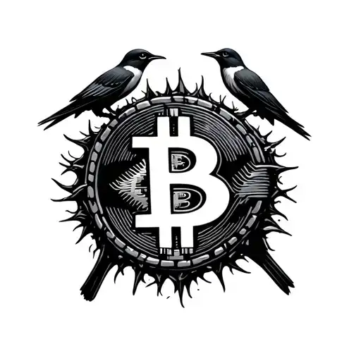 Bitcoin With A Swallow Birds On A Thorny