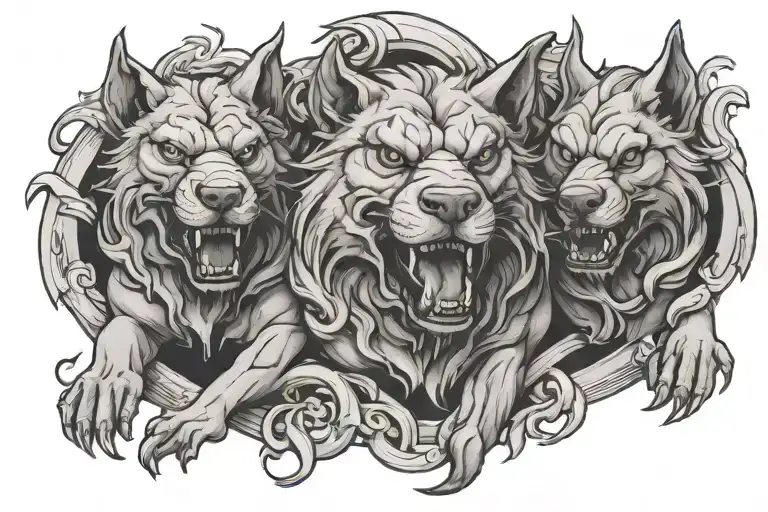 Cerberus Chest Tattoo Design