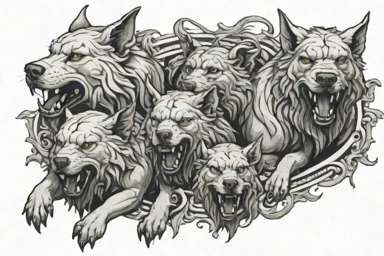 Cerberus Chest Tattoo Design