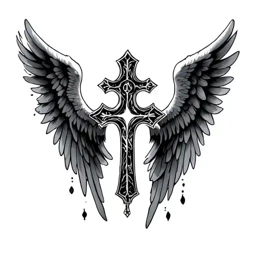 Cross And Angel Wings