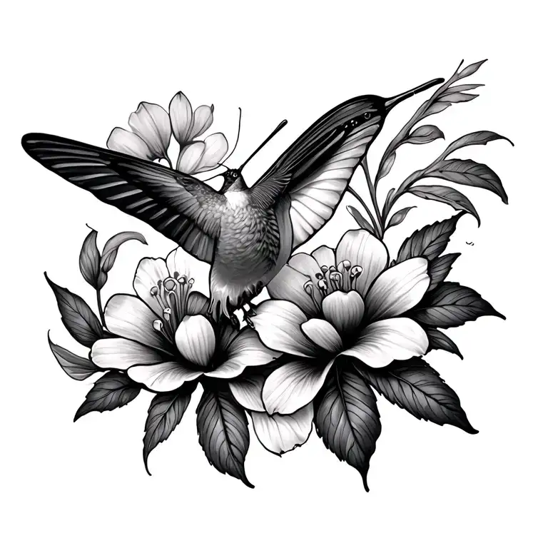 Hummingbird Butterfly Flower Nature Inspired Tattoo Featuring