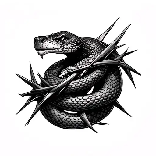 Snake Getting Choked By Crown Of Thorns Wrapped
