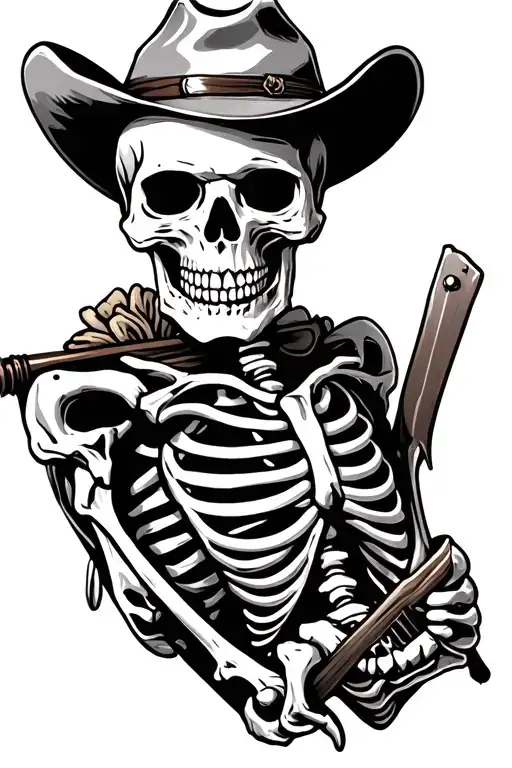 Hald Skeleton Half Outlaw Skull Cowboy