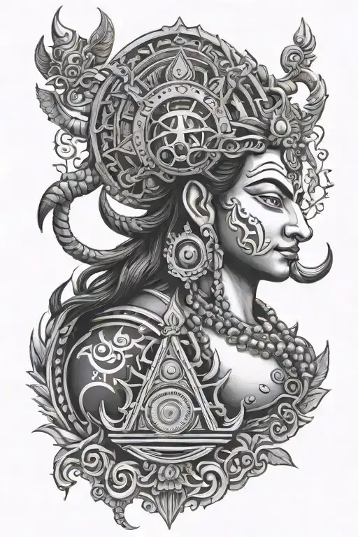 Shiva And Trishul Embedded With Illuminati Eye