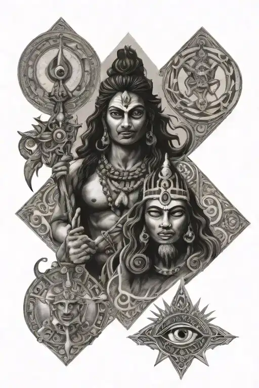 Shiva And Trishul With Illuminati Eye