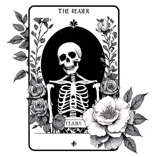 The Reader Tarot Card Skeleton With Wild Roses