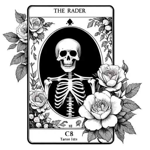 The Reader Tarot Card Skeleton With Wild Roses