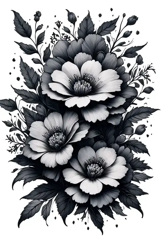 Fine Line Flowers Intertwined