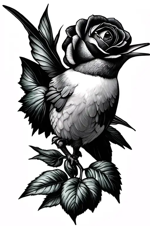 Cotton Bud Rose Hummingbird Incorporated Within Its Intricate