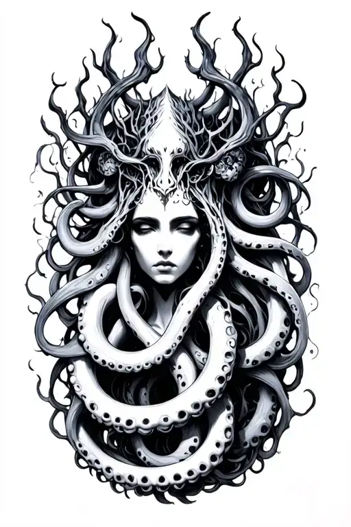 Hecate Goddess Organic Tentacle Structure Intertwined