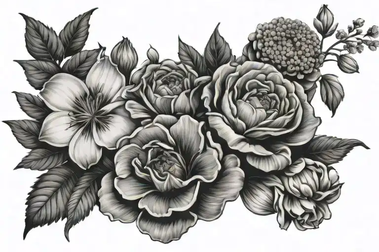 March December June Birth Flower Bouquet